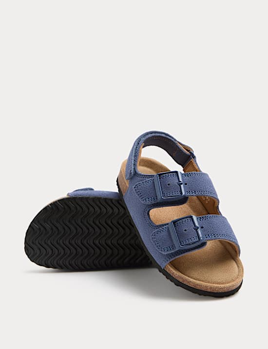 Kids' Suede Double Buckle Footbed Sandals (4 Small-2 Large)