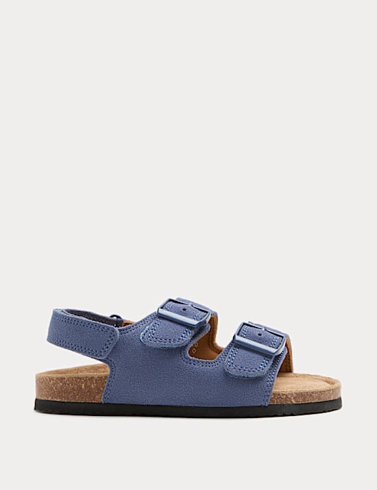 Kids' Suede Double Buckle Footbed Sandals (4 Small-2 Large)
