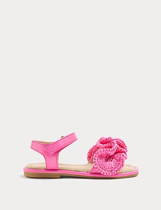 Kids Frill Strap Raffia Sandals (4 Small - 2 Large)