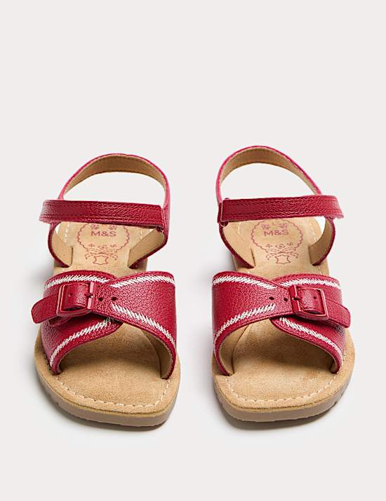 Kids' Leather Buckle Sandals (4 Small-2 Large)
