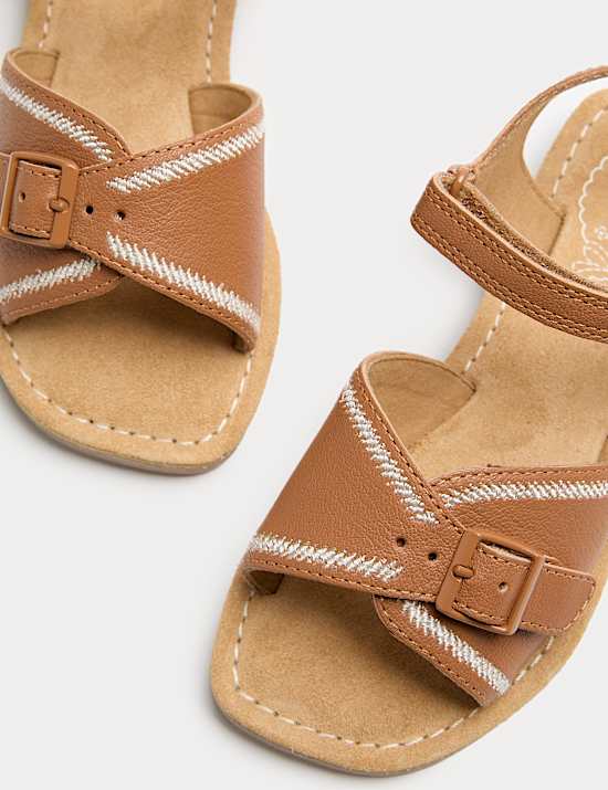 Kids' Leather Buckle Sandals (4 Small-2 Large)