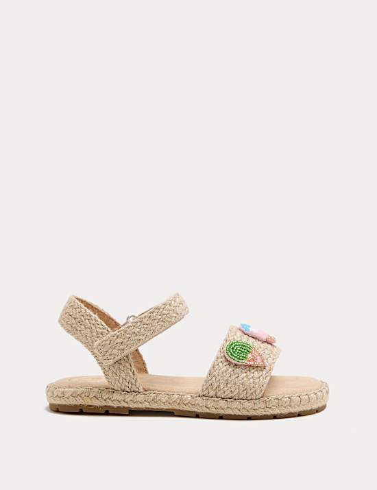 Kids' Raffia Ice Cream Beaded Sandals (4 Small-2 Large)