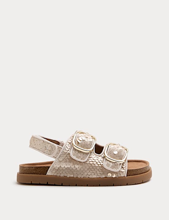 Kids' Sequin Buckle Footbed Sandals (4 Small-2 Large)