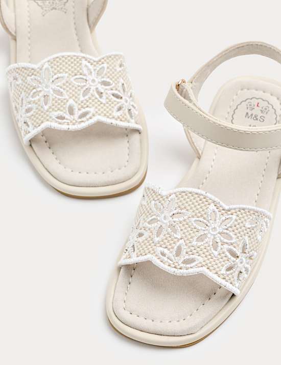 Kids' Broderie Strap Sandals (4 Small - 2 Large)