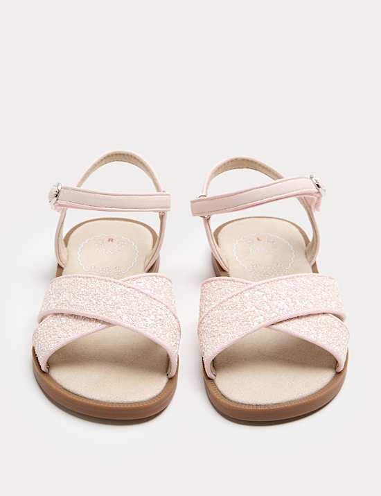 Kids' Glitter Cross Strap Sandals (4 Small-2 Large)