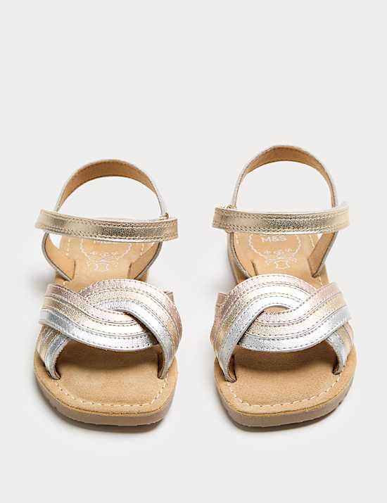 Kids' Leather Rainbow Strap Sandals (4 Small-2 Large)