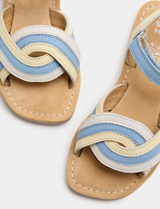 Kids' Leather Rainbow Strap Sandals (4 Small-2 Large)