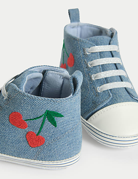 \nBaby Embroidered Canvas Pram Trainers (0-18 Months)
