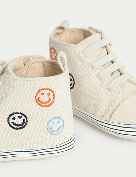 \nBaby Embroidered Canvas Pram Trainers (0-18 Months)