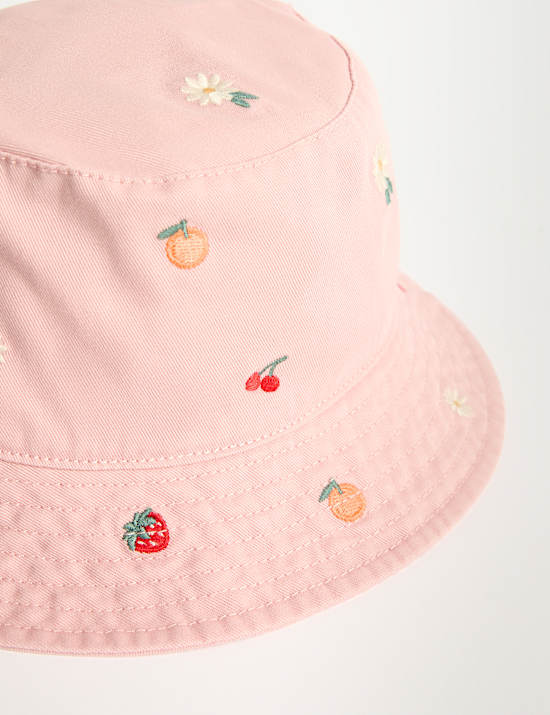Kids' Pure Cotton Embroidered Bucket Hat (1-13 Yrs)