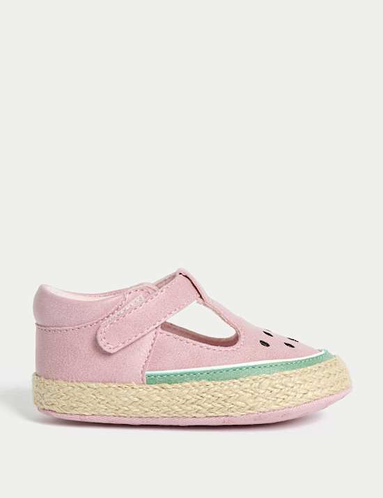 Baby Watermelon T-Bar Pram Shoes (0-18 Mths)