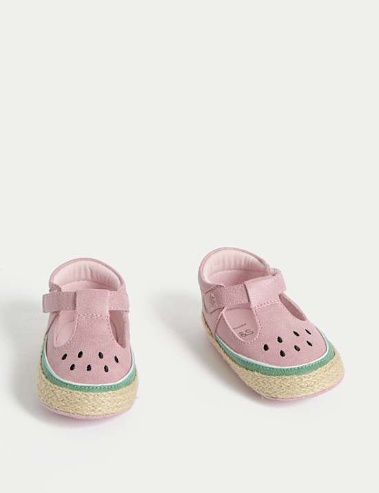 Baby Watermelon T-Bar Pram Shoes (0-18 Mths)