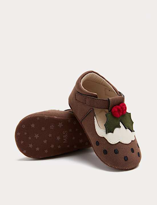 Baby Christmas Pudding Pram Shoes (0-18 Months)