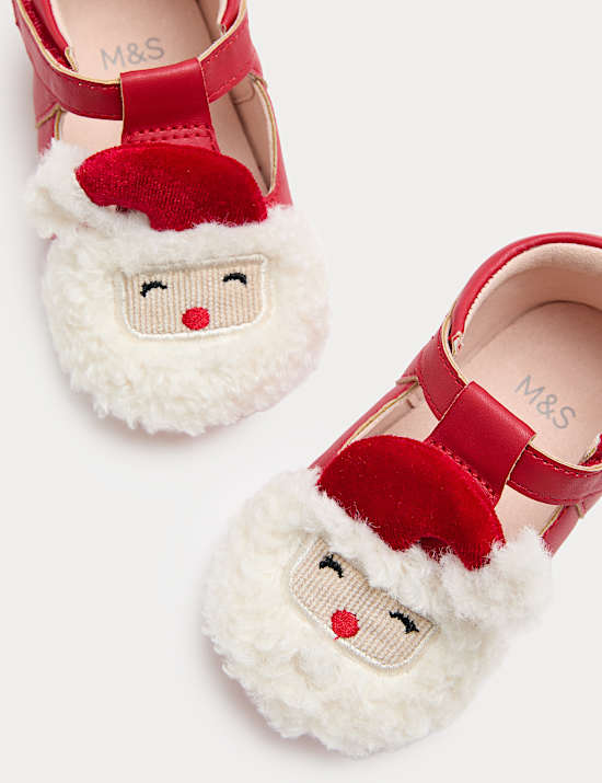 Baby Santa T Bar Riptape Pram Shoes (0-18 Mths)