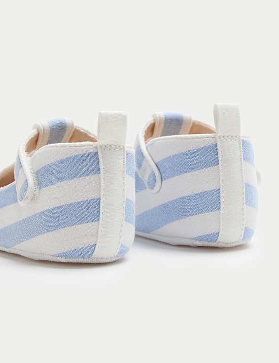 Baby Stripe T-Bar Pram Shoes (0-18 Mths)