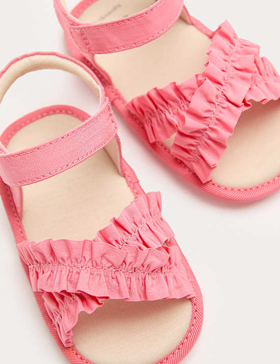 Baby Frill Riptape Pram Sandals (0-18 Months)