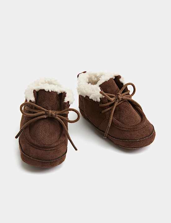 Baby Borg Lined Riptape Pram Boots