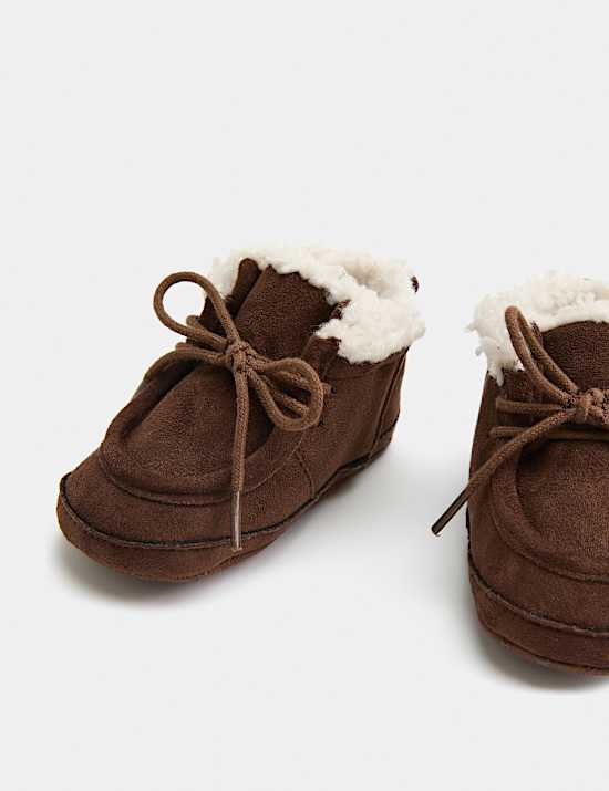 Baby Borg Lined Riptape Pram Boots