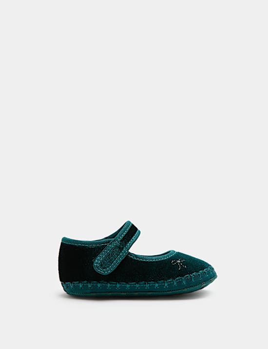 Baby Velvet Ballet Pram Shoes (0-18 Mths)