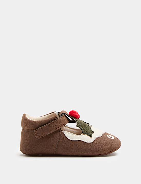Baby Christmas Pudding Pram Shoes (0-18 Mths)