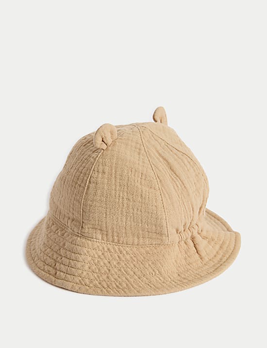 Chapeau de soleil enfant 100 % coton à motif ours (du 0 au 3 ans)