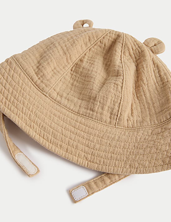 Chapeau de soleil enfant 100 % coton à motif ours (du 0 au 3 ans)