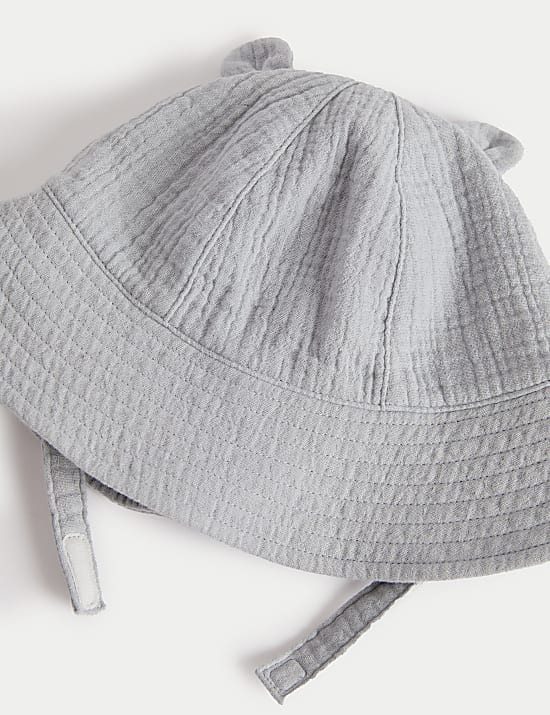 Kids' Pure Cotton Bear Sun Hat (0-3 Yrs)