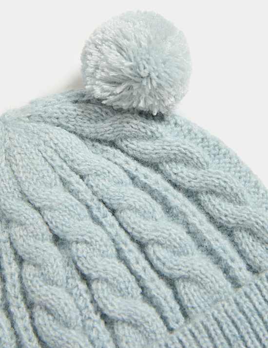 Bonnet hiver enfant en maille torsadée à double pompon (jusqu’au 3 ans)