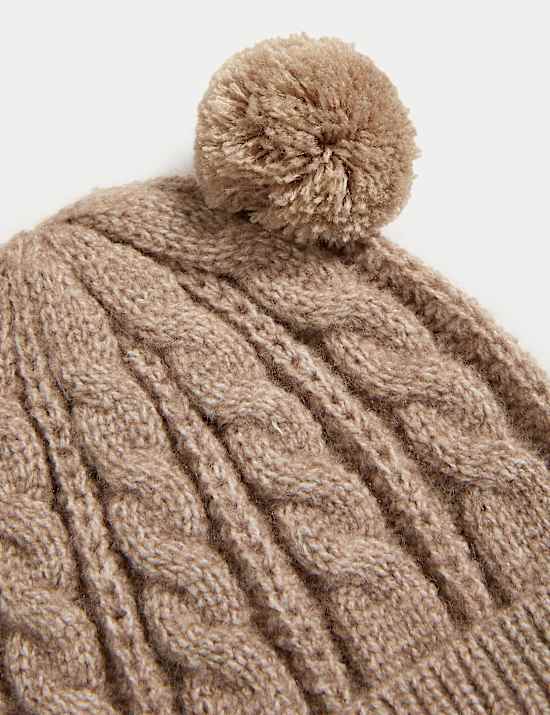Gorro de invierno infantil de punto de ochos con doble pompón (0-3 años)