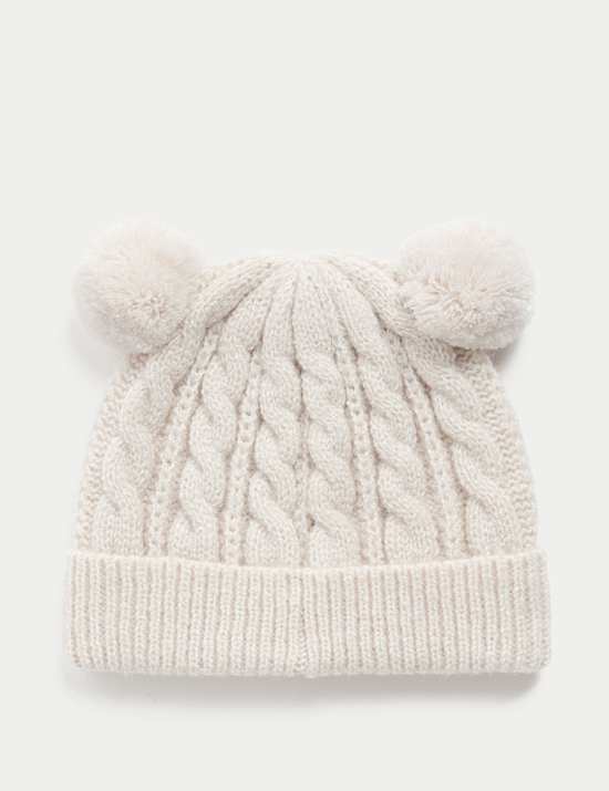 Kids' Cable Knit Double Pom Winter Hat (0-3 Yrs)