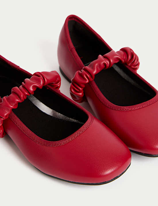 Kids' Ruched Strap Ballet Pumps (4 Small - 6 Large)