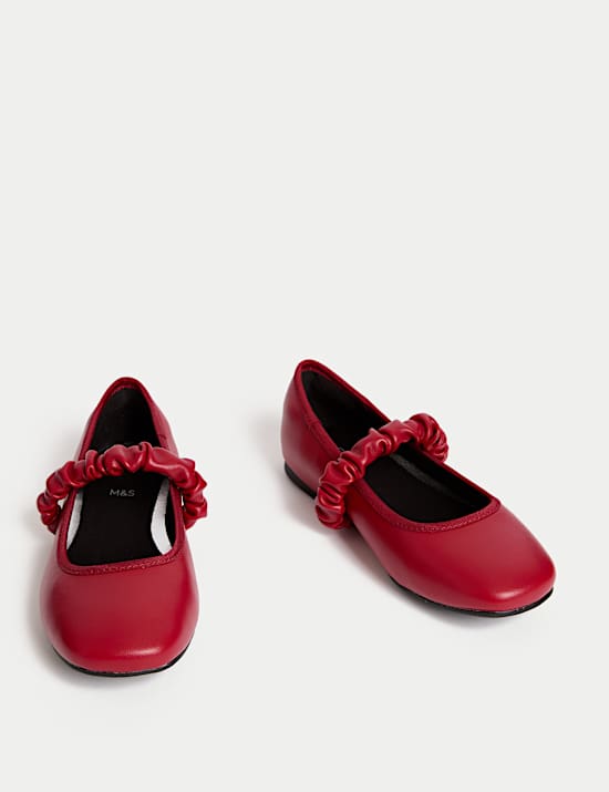 Kids' Ruched Strap Ballet Pumps (4 Small - 6 Large)