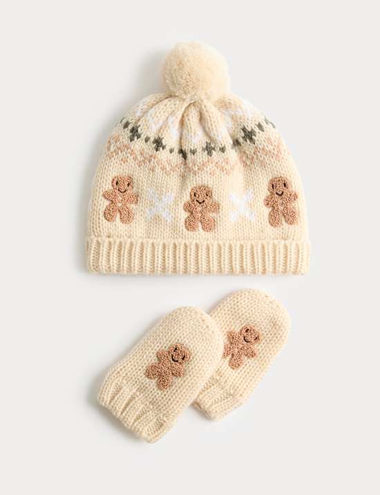 2pc Patterned Hat and Mitten Set (0-3 Yrs)