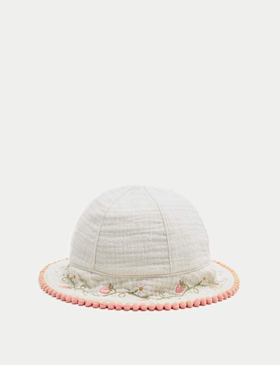 Pure Cotton Strawberry Bucket Hat (0-36 Months)