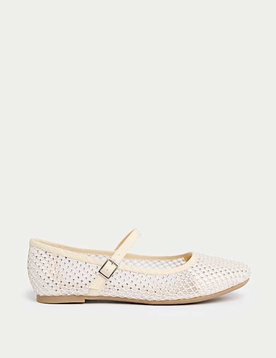 Kids' Diamante Mesh Ballet Pumps (10 Small - 6 Large)
