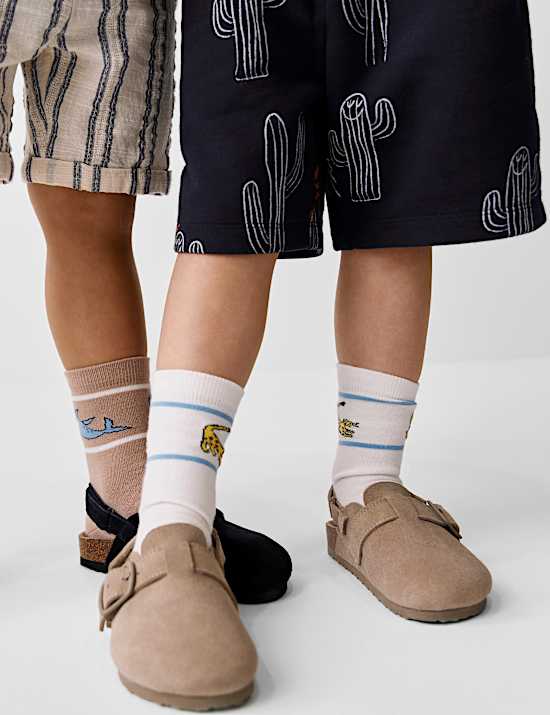 Kids Suede Riptape Clogs (4 Small - 2 Large)