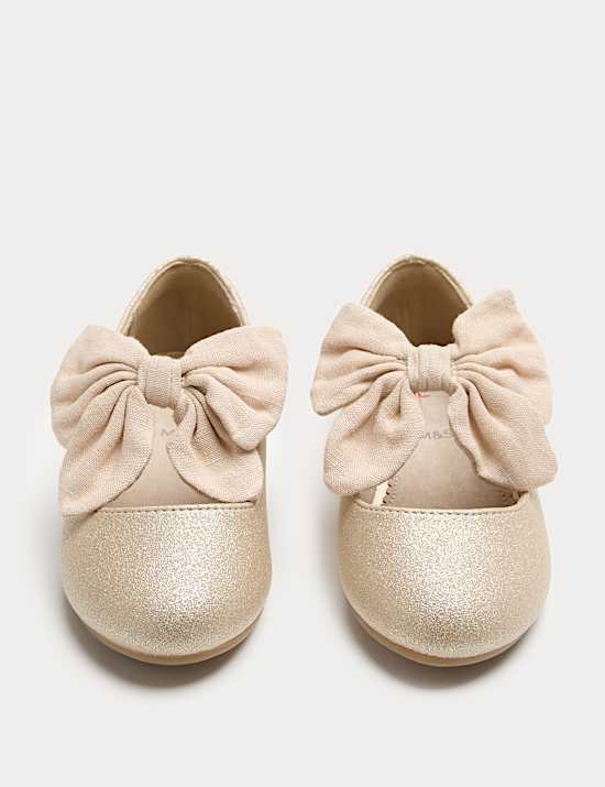 Shimmer Bow Ballet Shoes (4 Small-2 Large)