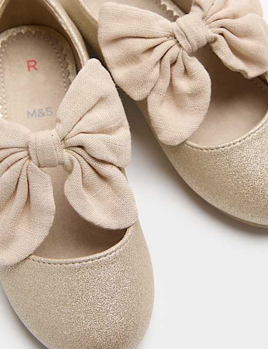 Shimmer Bow Ballet Shoes (4 Small-2 Large)