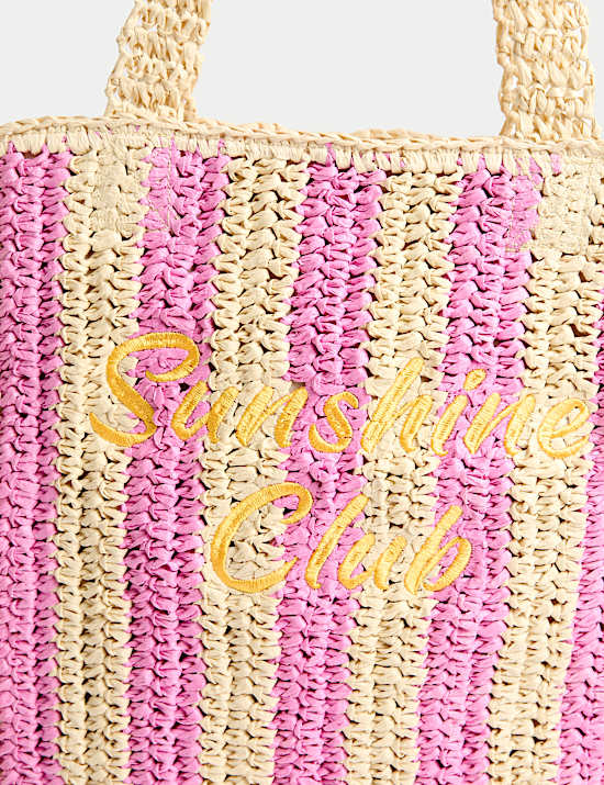 Kids Stripe Straw Shopper Bag
