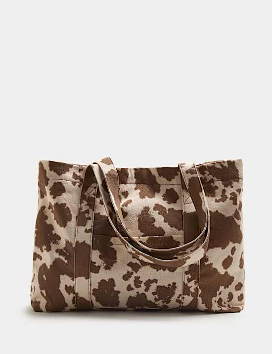 תיק רחב עם הדפס פרה לילדות