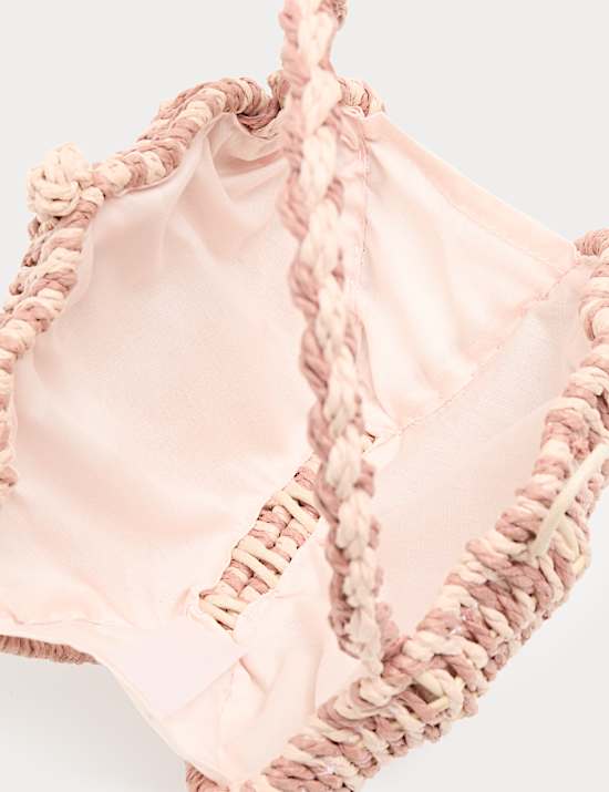 Kids' Shell Frame Handheld Straw Bag