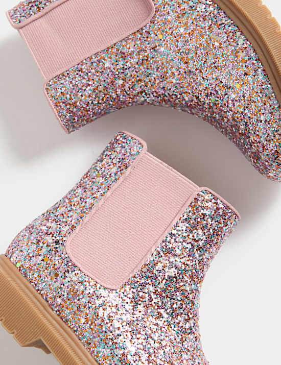 Kids' Glitter Chelsea Boots (4 Small - 2 Large)