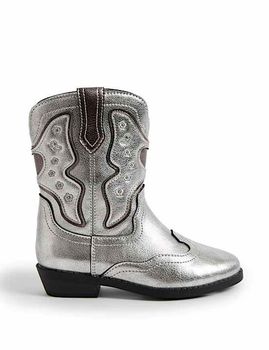 Kids' Metallic Western Boots (4 Small - 6 Large)