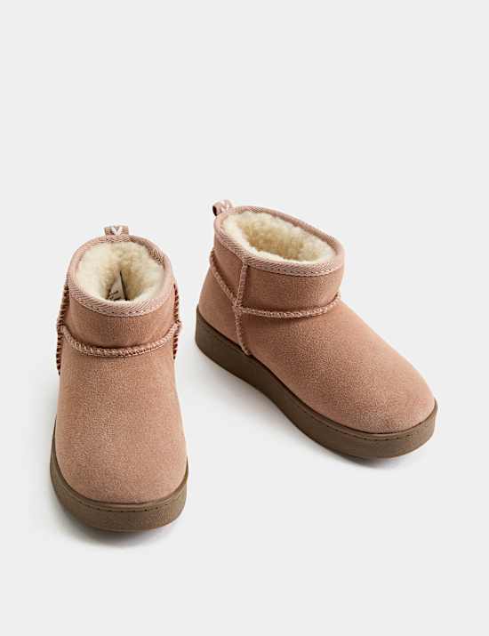 Kids' Suede Warm Lined Pull On Boots (4 Small - 6 Large)