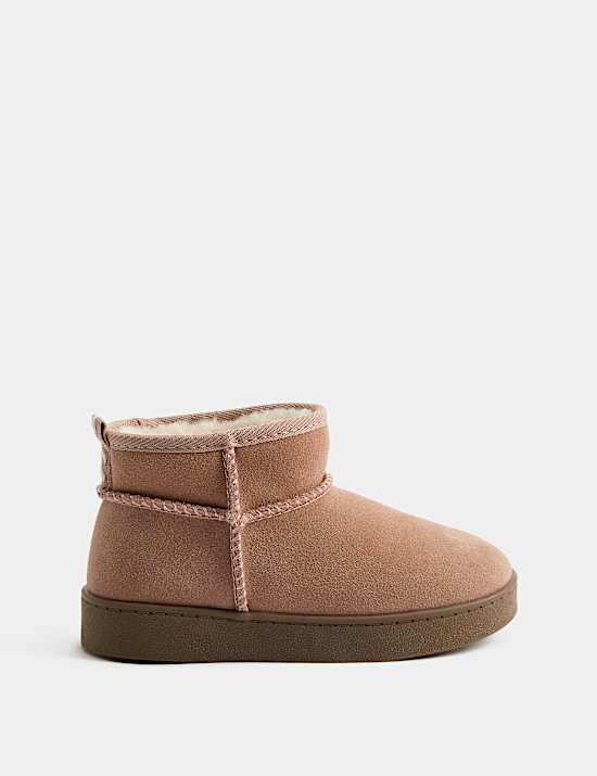 Kids' Suede Warm Lined Pull On Boots (4 Small - 6 Large)