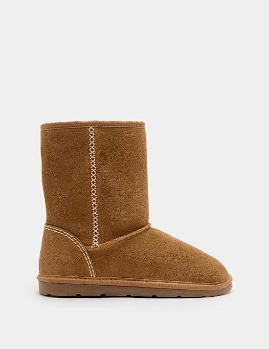 Suede Slip-On Mid Calf Boots (4 Small-6 Large)
