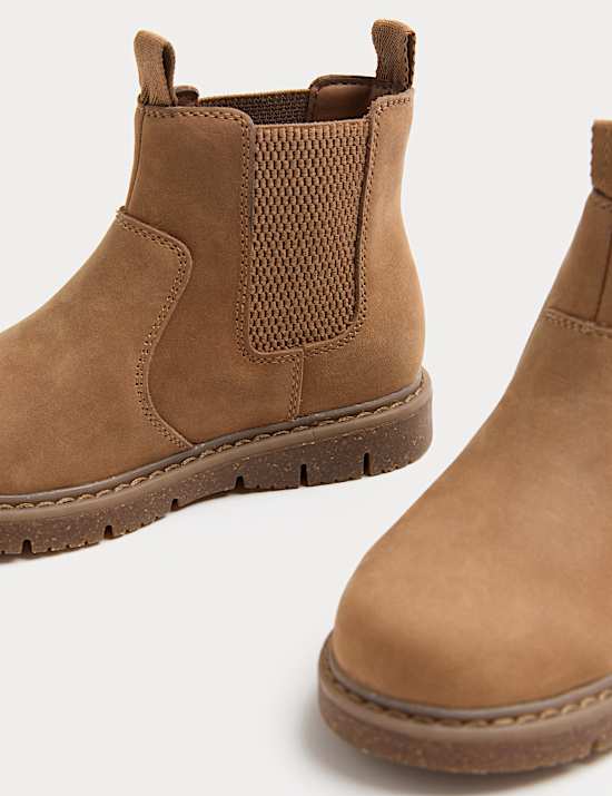Botas infantiles Chelsea de piel con diseño liso (4 pequeño - 7 grande)
