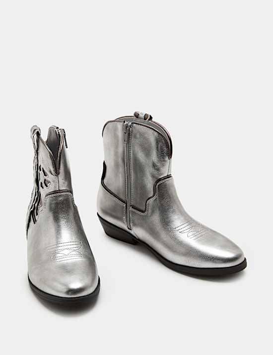 Bottines enfant style western &agrave; motif floral (du 20,5 au 39,5)