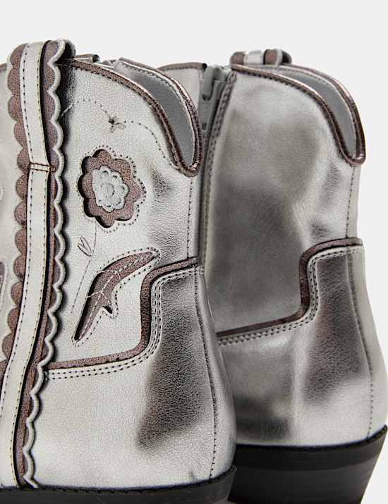Bottines enfant style western &agrave; motif floral (du 20,5 au 39,5)