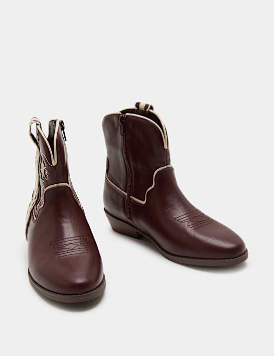 Kids' Floral Western Ankle Boots (4 Small-6 Large)